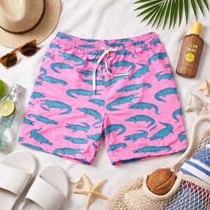Chubbies Pink Alligator Swim Trunks Youth XL 18/20 Men’s XS Lined Drawstring